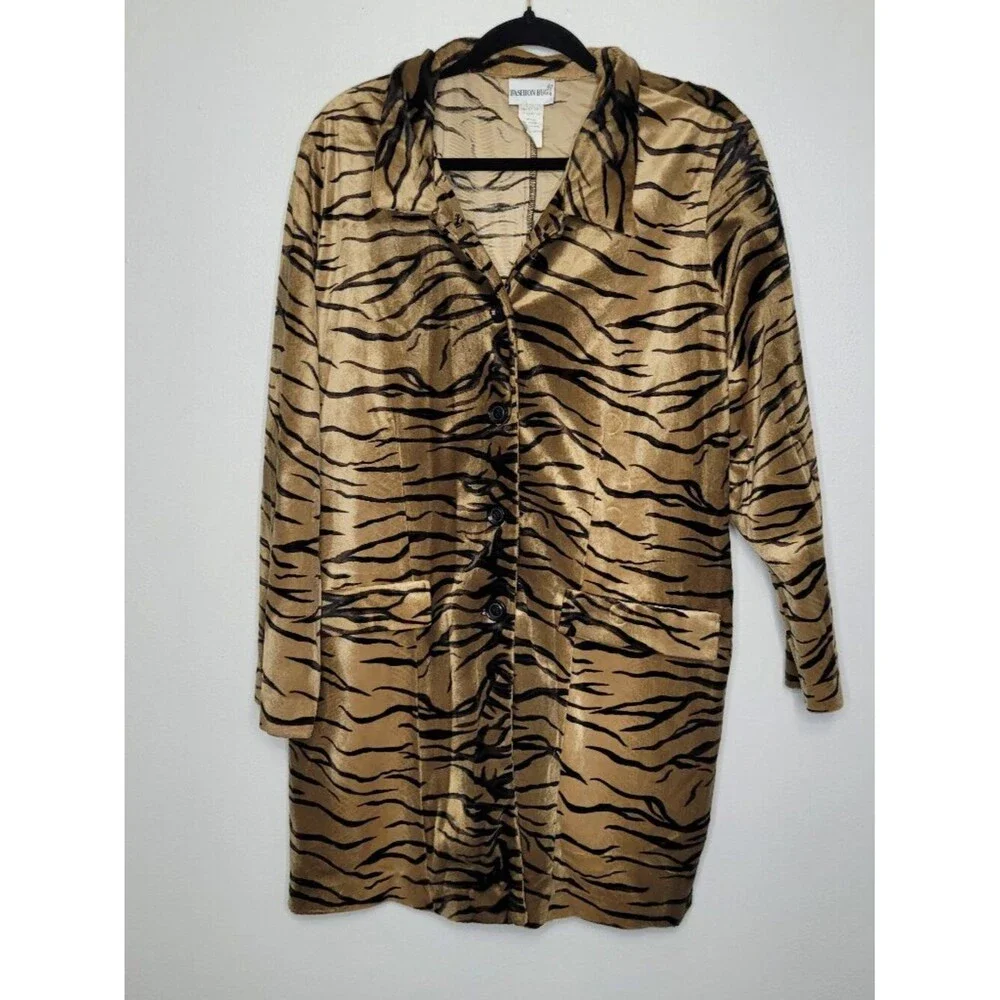 Vintage 90s Fashion Bug tiger animal print grunge mob wife jacket 18/20